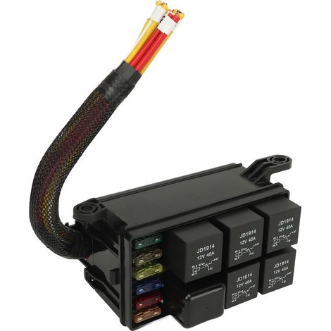 Vorverdrahteter 6-Sicherungs- und Relaiskasten, Relaisblock mit Abdeckung für Auto, LKW, Boot, Schifffahrt, 12V DC. (1/5)