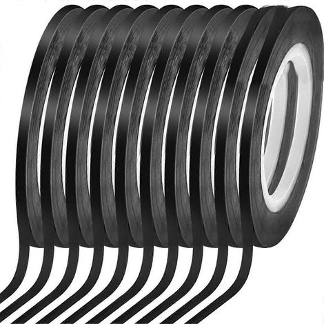 10 rouleaux de ruban adhésif pour tableau blanc fin de 3 mm (1/8 po), noir, comme illustré (1/5)