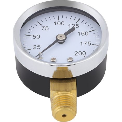 Manomètre de précision 0-200 psi pour carburant, huile, eau - Filetage 1/4" NPT - Mini taille (1/5)