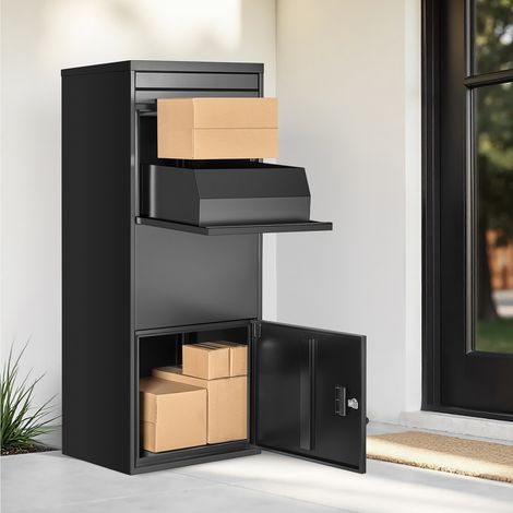 Mophorn Cassetta per Consegna Pacchi da Esterno, Cassetta Postale da 1198 mm con Serratura, Realizzata in Acciaio Zincato con Design Antifurto, Ideale per Casa e Ufficio, Colore Nero