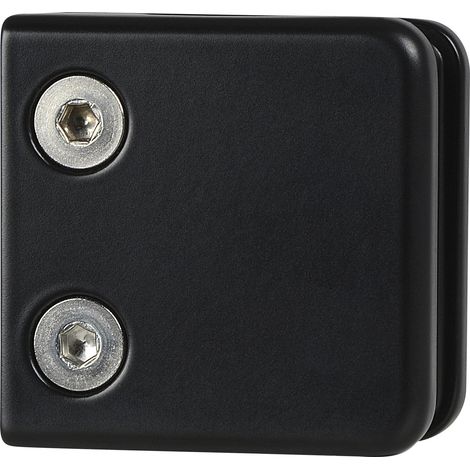 CROSO Glasklemmbeschlag für Vierkantrohr,eckig 53x53x29mm, schwarz matt RAL9005 (1/3)