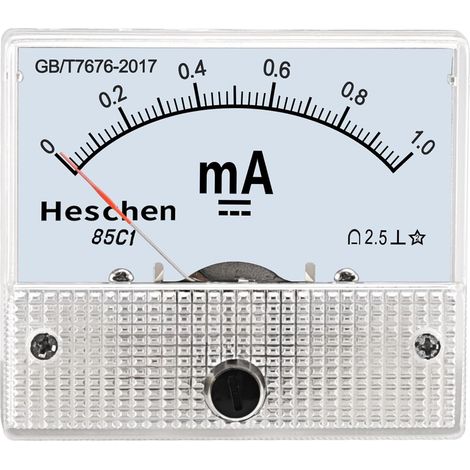 85C1-1mA rectangle Panneau monté courant Mètre testeur Ampèremètre DC0-1.0MA Classe 2,5 Blanc (1/5)