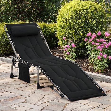 Transat coloris noir en acier Polyester 188 x 57 x 30 cm (1/5)