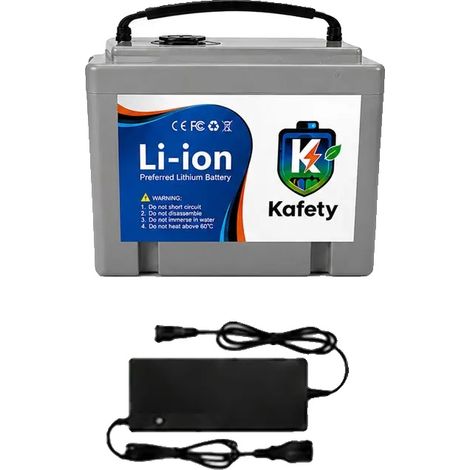 Batería de iones de litio, voltaje de 48 V, capacidad de 20000 mAh, cargador de 48 V gris (1 unidad) (1/2)