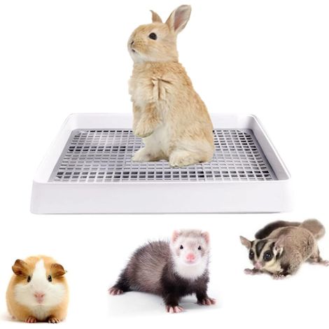 Rwoythk – Bac à litière surdimensionné pour lapin et chat – Grille perforée pour pattes sèches – Dimensions 57 x 45 x 7,8 cm – Plastique PP durable