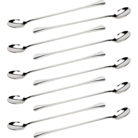 Cucchiaini da tè - Acciaio inossidabile - Set da 10 - Manico lungo - Resistenti - Lavabili in lavastoviglie (1/4)