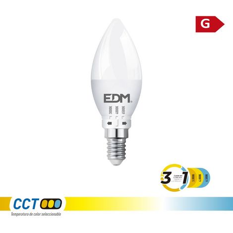 Bombilla vela led b35 e14, 6 w, 500 lm, 3cct, ø35 x 106 mm