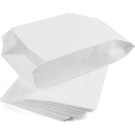 Sacs en papier kraft blanc, sacs cadeaux, sacs cadeaux kraft, petits sacs cadeaux d'anniversaire, enveloppes vintage, sacs cadeaux de Noël (100 pièces, 28 cm x 15 cm x 9 cm) (1/3)