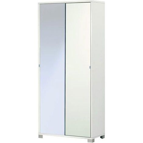 Armadio multiuso due ante scorrevoli con specchio Bianco 82x41x h190 cm (1/7)