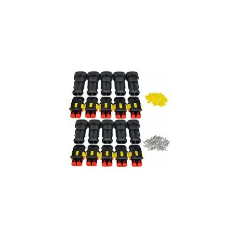 Imperméable à l'eau Connecteur 12V, Connecteur étanche électrique Prise Mâle et Femelle 1,5 mm Terminaux,Fil électrique Connecteur(2 Pin 10 Pack)