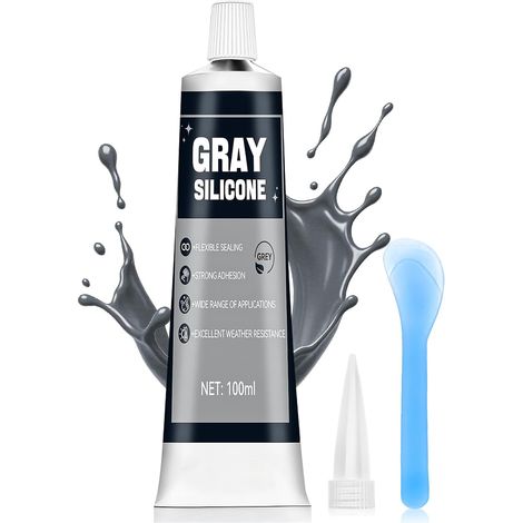 Silicone Gris, Silicone Transparent, Joint Salle de Bain 100ml Elastique,Joint Carrelage Gris pour Cuisine Joints Bains Fenêtres Carrelage (1/5)