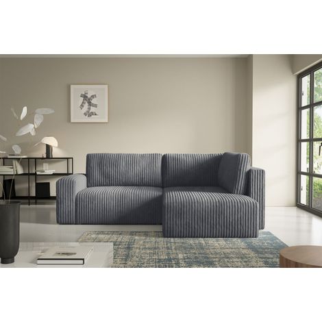 Ecksofa mit Schlaffunktion NATALIA XL in Stoff Tilia Grau Ottomane Rechts