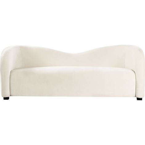 Beliani – Canapé 3 places en velours incurvé blanc – Rembourrage en mousse – Tissu 100% polyester – Design moderne et élégant (1/5)