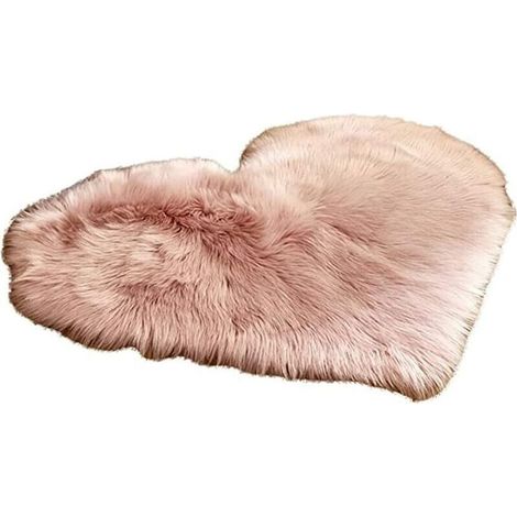 Tapis de Chambre Antidérapants Forme de Coeur Tapis en Laine d'imitation Pour Chambre Doux en Peluche Moelleux de zone Lavable Coussin de Tapis Hiver Décorations de Noël (rose clair,70 x 80 cm) (1/2)