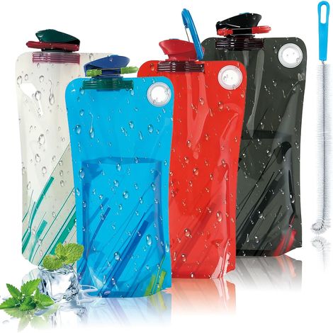 4er Pack faltbare Trinkflasche 1000ml Silikon BPA frei Camping Outdoor (1/5)