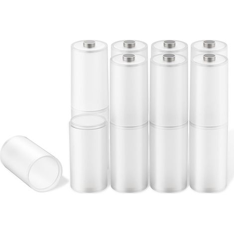 Lot de 8 adaptateurs de piles AAA vers AA pour piles AAA avec contacts métalliques sur le bas (1/5)