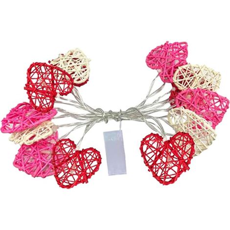 Guirlande lumineuse en forme de cœur, guirlande lumineuse rétro en rotin en forme de cœur, guirlande lumineuse LED féérique à piles, idéale pour la Saint-Valentin, les mariages, les chambres (intérieu (1/5)