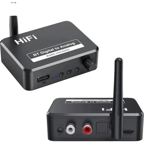 2-in-1 Bluetooth 5.1 Wireless-Adapter, Digital-Analog-DAC-Audio-Konverter, 3,5 mm, AURX L/R, USB-Anschluss, Optischer Stereoausgang, HiFi, Neu (2026), Hochzuverlässige und präzise elektronische Kompon (1/3)