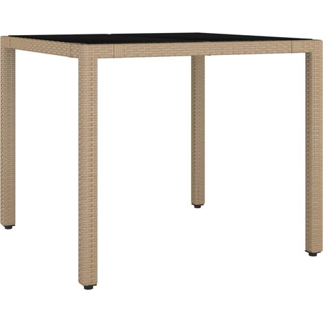 Table de jardin，Table d'extérieur plateau en verre Résine tressée verre trempé CFW66217 (1/5)