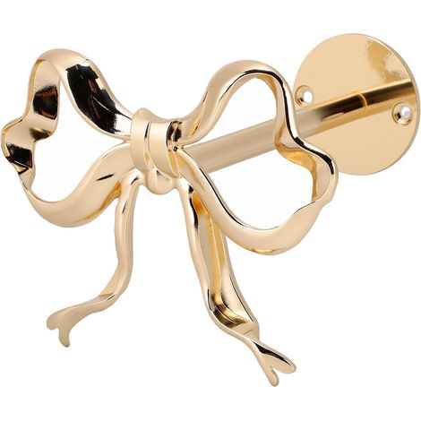 Gold Bow Curtain Tiebacks for Living Room, 2 Pieces  Elegant Bow Design, Sturdy Coated Iron Curtain Tiebacks for Bedroom, Office, Gold (1/5)