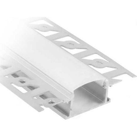 Kit profilo piatto da rasare a cartongesso da 2m con copertura satinata e 2 tappi
