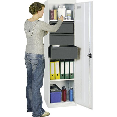 Stumpf Werkzeug- und Materialschrank Serie 3000 lichtgrau + 3 Schubladen 200 mm + 3 Auszugsböden - 3005407