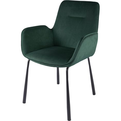 Sedia Eliot 100 con braccioli in velluto verde (1/3)