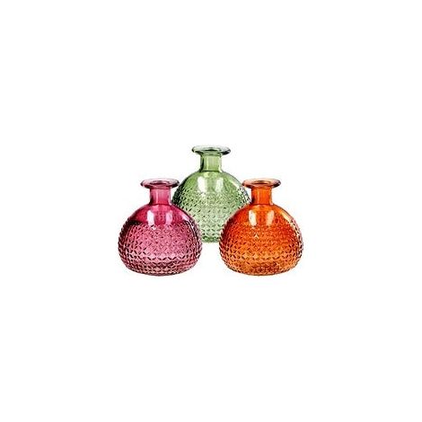 Regalo Italiano Vaso in Vetro Miles D 11 Cm H 11,5 Cm – 3 Colori Assortiti Ideale Ideale Bomboniera 1 Pz