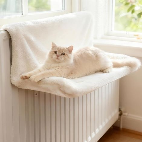1 Hamac Chat Radiateur Laine D'agneau Blanc Support 8kg Pour Salon Chambre (1/5)