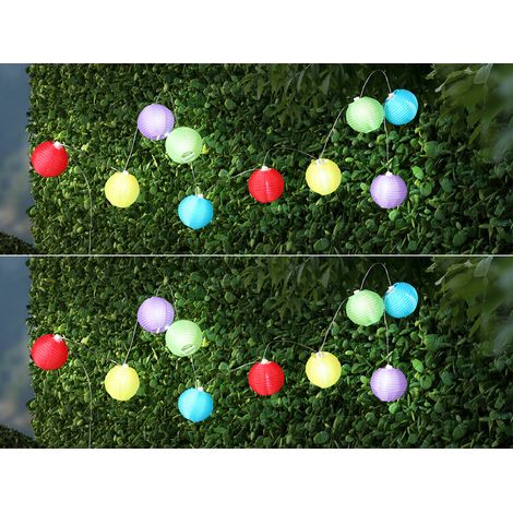 2er Set Solarbetriebene LED Outdoor Lichterkette mit 10 bunten Lampions, 3 Meter (1/5)
