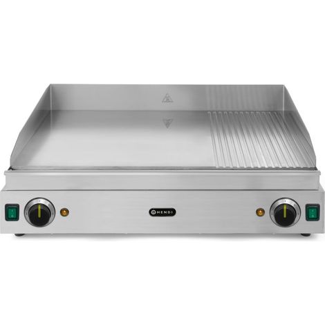 HENDI Grillplatte, Profi Line, 2/3 glatt, 1/3 gerillt, 230V/3500W, 720x550x(H)245mm (1/5)