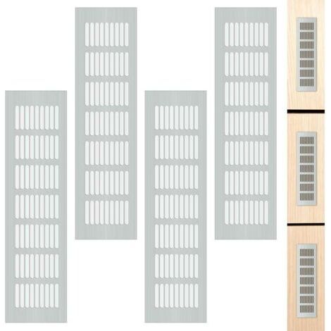 4 pièce Grille de Ventilation, Grille d'aeration Rectangulaire pour Armoires Portes Armoires à Chaussures et Grille d'aération Aluminium Aide vos Meubles à Ventiler, Grille d'évacuation d'air (8×30) (1/4)