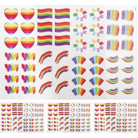Autocollants pour le visage de la fierté, 4 planches, autocollants arc-en-ciel en papier, auto-adhésifs, pour sport, course à pied, scrapbooking et fêtes (1/5)