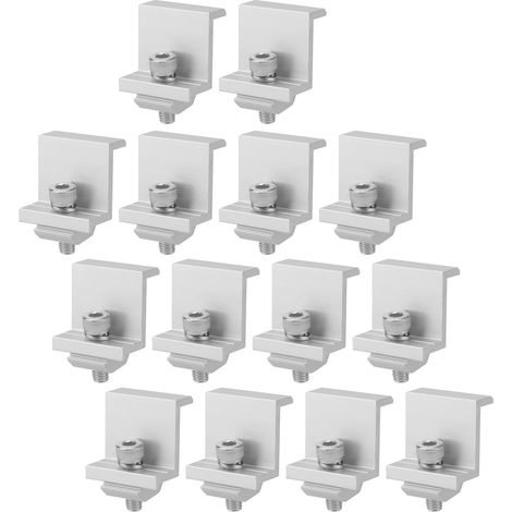 Fixation Panneau Solaire 14 Pièces - Support en Alliage d'Aluminium 35 mm Réglable avec Écrous et Vis - Pour Camping-Cars, Bateaux, Toits, Murs (1/5)
