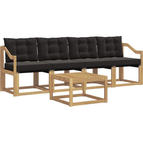 Set di divani da esterno con cuscino 5 pz  Salotto da Giardino Bianco e Nero (1/5)