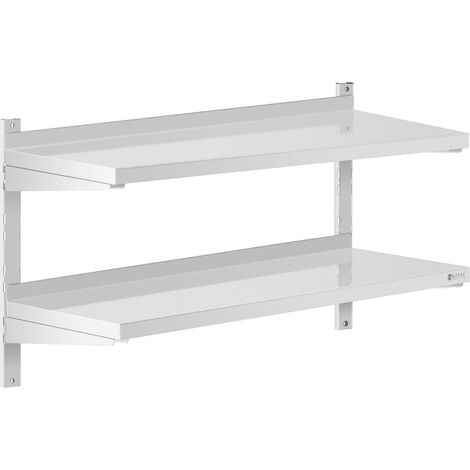 Étagère murale acier inoxydable professionnel 2 tablettes 40 x 100 cm (1/3)