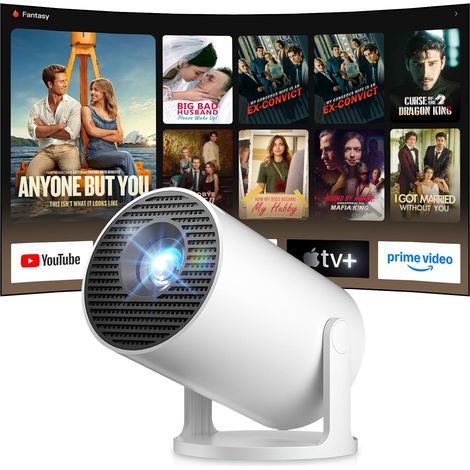 2026 Mini Projector 4K Support Android 14, Smart Projector Portable Video, with WiFi 6 and Bluetooth Auto Keystone, Small Projector for Mobile Phone, TV (1/5)