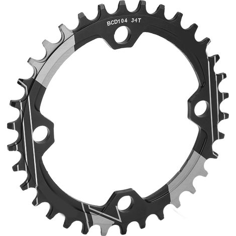 Plateau de VTT Lebycle 34T en alliage d'aluminium antirouille, dents positives et négatives, noir (1/5)