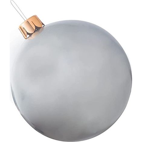 Weihnachtskugel für Weihnachtsdekoration drinnen und draußen, extragroße aufblasbare Kugel, silber, 65 cm