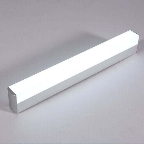 Quadratische Wandleuchte für Badezimmerspiegel mit geschlossenem Schirm aus Edelstahl und Acryl, Schminktischbeleuchtung, energiesparend, helle LED – 55 cm, Licht (1/4)