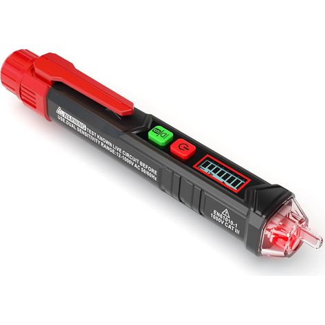 Testeur De Tension - Testeur Non Contact Ac 12 V À 1000 V Et 48 V À 1000 V - Détecteur De Fil Actif/Neutre - Affichage Lcd Et Alarme Sonore - Pour Électriciens Et Bricoleurs - 1 Pièce (1/5)