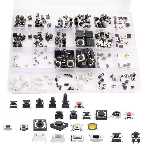 24 valores, 240 pulsadores micro táctiles, pulsador momentáneo, mini pulsador, micro interruptor para llave remota de coche Arduino (1/5)