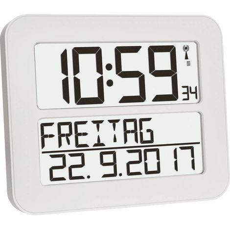 TFA Dostmann 60.4512.02 Radiocontrollato Orologio da parete 25.8 cm x 21.2 cm x 3 cm Bianco, Nero Display grande (1/2)