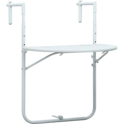 FIMEI Table de balcon Blanc 60x64x83,5 cm Plastique Aspect de rotin (1/5)