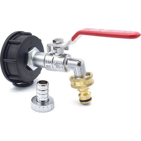 Kit di irrigazione per serbatoio d'acqua da 1000 litri S60x6  Rubinetto e raccordo rapido in ottone cromato (1/5)