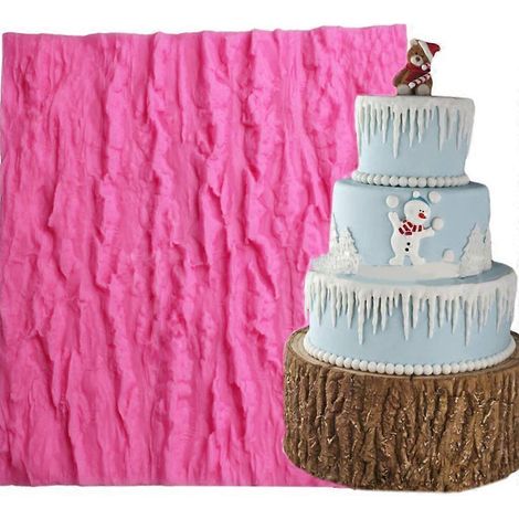 Moule en silicone imitation écorce d'arbre pour fondant à gâteau, tapis d'impression, accessoires de décoration pour cupcakes et décorations de mariage (1/4)