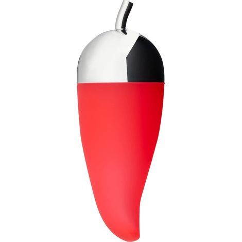 Alessi Piccantino JHT02 - Sminuzza-Peperoncino di Design in Acciaio Inossidabile e Gomma Siliconata, Rosso e Argento (1/4)