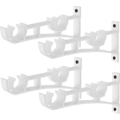 4pièces Tringle À Rideau En Métal Robuste, Support De Tringle À Rideaux, Double Tringle À Rideau Pole Holder, Support Rideau, Support De Tringle À Rideau En Aluminium, Support De Tringle À Rideau Blan (1/3)