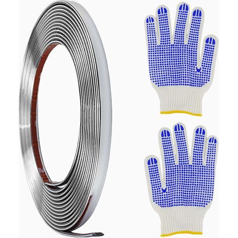 Moulure Murale Moulure Adhésive 5m Decoration Auto Chrome Bande de Garniture Acier inoxydable Design Peel and Stick pour la Décoration de Meubles et la Décoration de Voitures (6mm) (1/5)