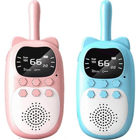 Walkie-Talkies für Kinder, tragbares Spielzeug, Geschenkidee für Kinder, Spielzeug für Jungen und Mädchen für Abenteuerspiele, Wandern drinnen und draußen, rosa und blau